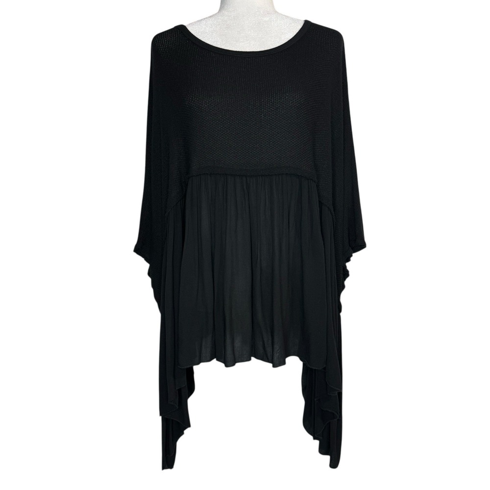 Italian Tunic Free Size Lagenlook Asymmetric Knit Oversized Poncho Cocoon Top